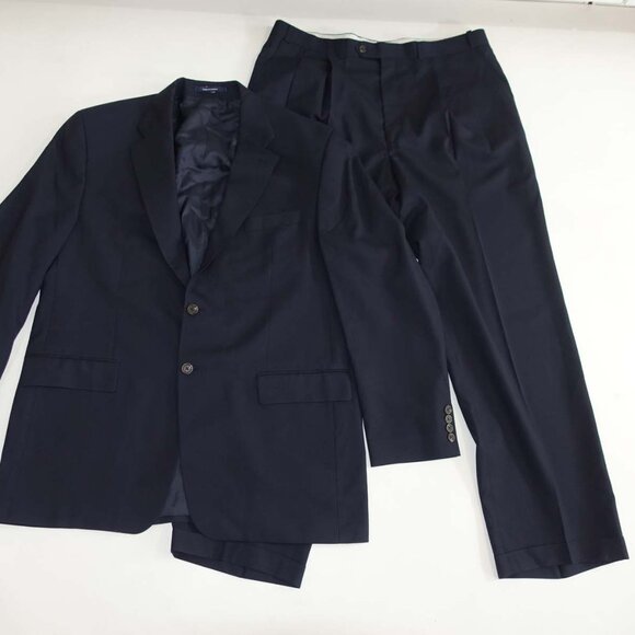 Chaps Ralph Lauren Men's 2 Button Suit Size 44 Long 38 x 31 Navy Blue 100% Wool